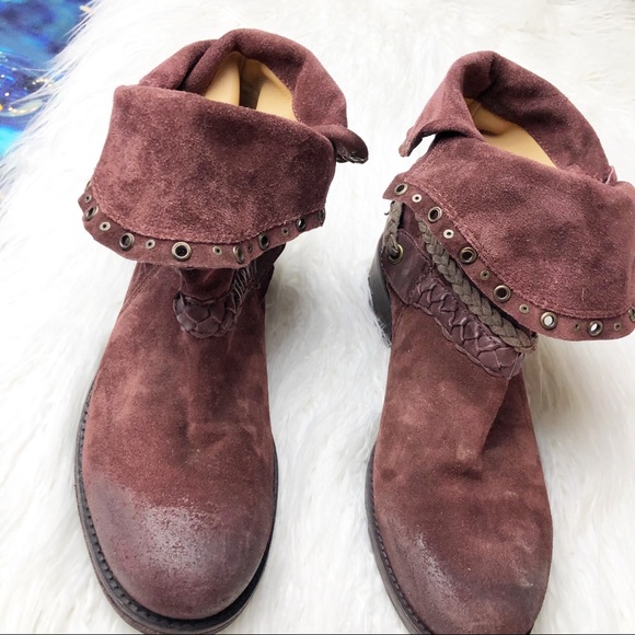 Trask maroon suede grommet ankle boots - Picture 2 of 4